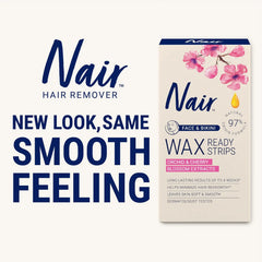 Nair Hair Remover Wax Ready Strips,Face and Bikini Hair Removal Wax Strips,Orchid and Cherry Blossom Extracts,Dermatologist Tested,Plus 4 Non-Flushable Post Wipes,40 Count (Pack of 12)