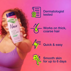 Nair Body Cream Hair Remover, Soothing Aloe and Water Lily, Dermatologist Tested Body Hair Removal Cream, with Evolved Ingredients, 12 Oz (Pack of 2)