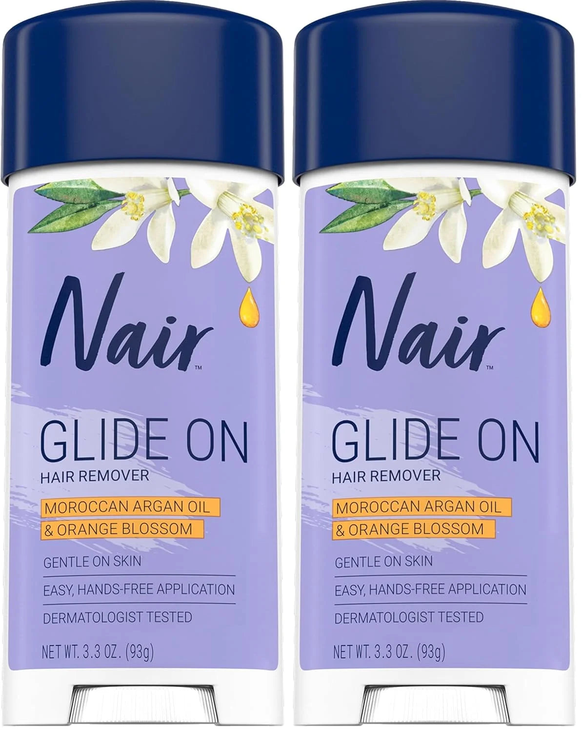 Nair Glide On Hair Removal Cream, Arm, Leg, and Bikini Hair Remover, Depilatory Cream, 3.3 Oz Stick (Pack of 2)