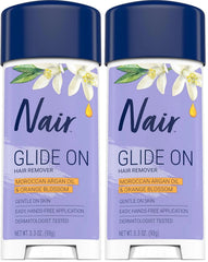 Nair Glide On Hair Removal Cream, Arm, Leg, and Bikini Hair Remover, Depilatory Cream, 3.3 Oz Stick (Pack of 2)