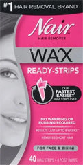 Nair Hair Remover Wax Ready Strips,Face and Bikini Hair Removal Wax Strips,Orchid and Cherry Blossom Extracts,Dermatologist Tested,Plus 4 Non-Flushable Post Wipes,40 Count (Pack of 12)