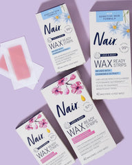 Nair Hair Remover Wax Ready Strips for Legs & Body, No Mess Waxing Kit for Hair Removal, 6-pack Wax Strips, 40ct Each Wax Kit
