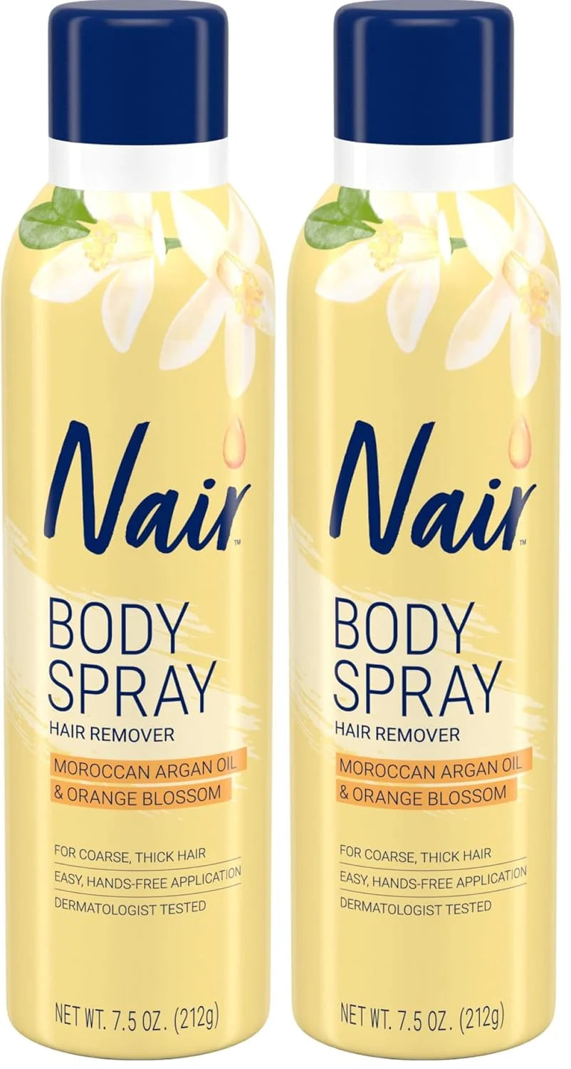 Nair Hair Remover Body Spray, Arm, Leg and Bikini Hair Removal Spray, 7.5 Oz Can (Pack of 2)